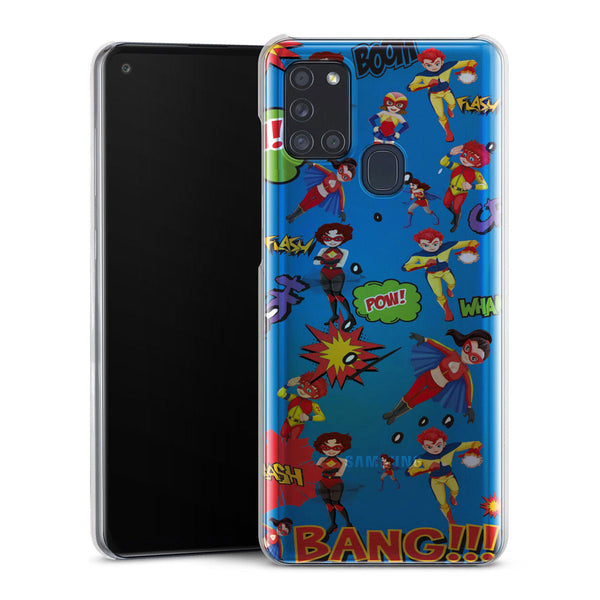 coque samsung A21S Super Heros Bleu