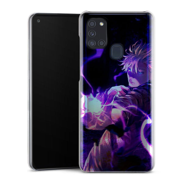 coque samsung A21S Gojo Satoru fond noir