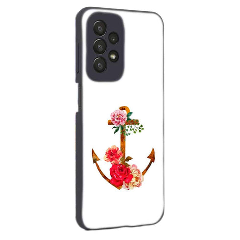 Coque Samsung Galaxy A23 5G ancre florale fleurs roses et rouges
