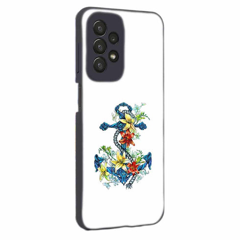 Coque Samsung Galaxy A23 5G ancre bleu avec illustration de lis du jour