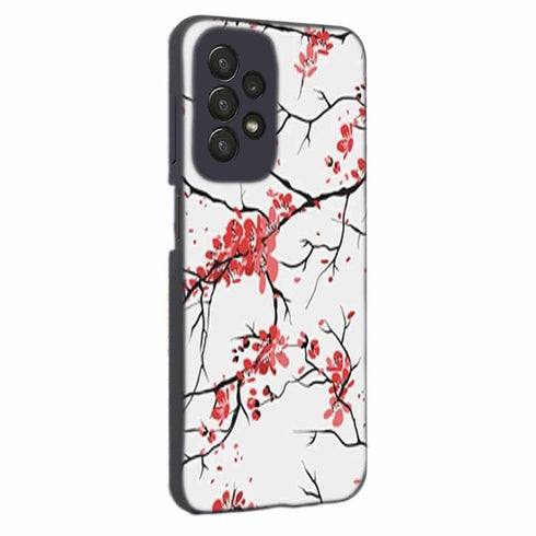 Coque Samsung Galaxy A23 5G fleurs de cerisier orientales blanches et rouges