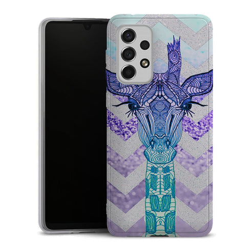 Coque Samsung Galaxy A33 5G Glitter Girafe Bleu