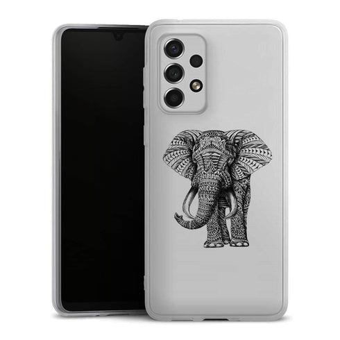 Coque Samsung Galaxy A33 5G Noir dessin Blanc Elephant