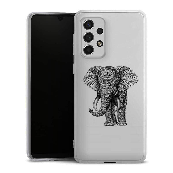 Coque Samsung Galaxy A33 5G Noir dessin Blanc Elephant