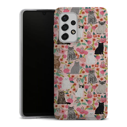 Coque Samsung Galaxy A33 5G Racesde chats mixtes florales