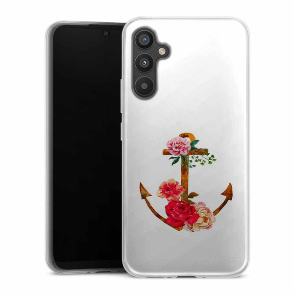 Coque Samsung Galaxy A34 5G ancre florale fleurs roses et rouges