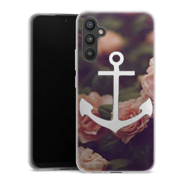 Coque Samsung Galaxy A34 5G ancre florale fond de roses