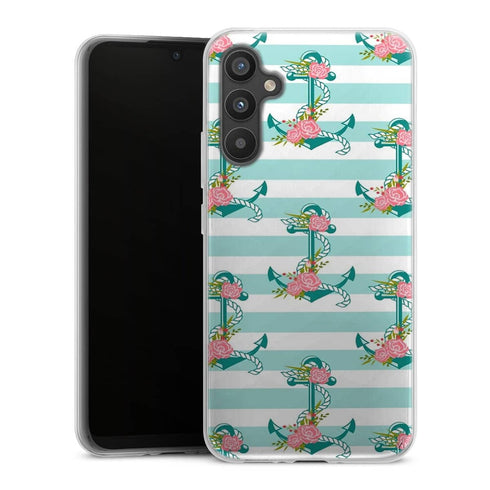 Coque Samsung Galaxy A34 5G ancres et fleurs
