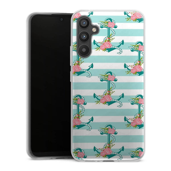 Coque Samsung Galaxy A34 5G ancres et fleurs