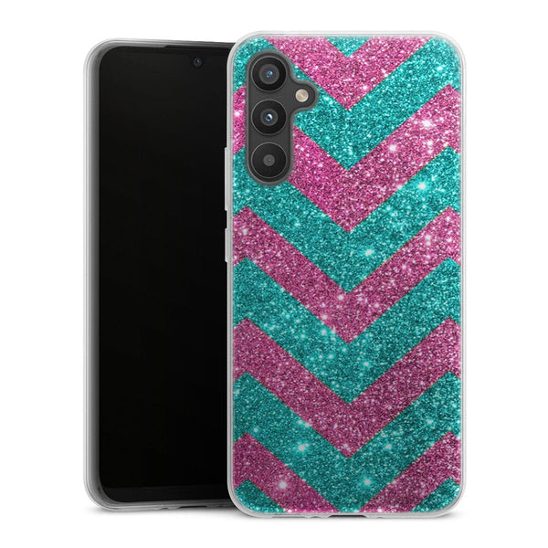 Coque pour Samsung A34 5G Chevrons Strass Violet Rose