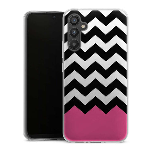 Coque pour Samsung A34 5G Chevrons Colorés Rose et Noir