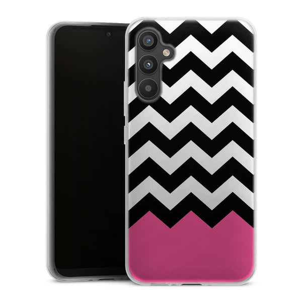 Coque pour Samsung A34 5G Chevrons Colorés Rose et Noir