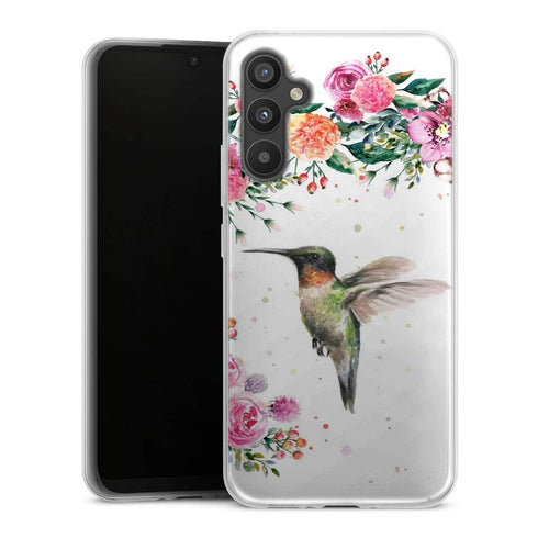 Coque Samsung Galaxy A34 5G Colibri et fleurs aquarelle