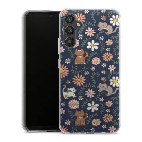 Coque Samsung Galaxy A34 5G Floral meower marine