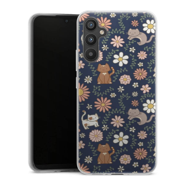 Coque Samsung Galaxy A34 5G Floral meower marine
