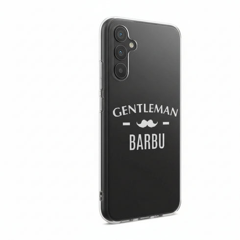 coque téléphone antichoc pas chère Gentleman Barbu pour Samsung Galaxy a34 5G, en silicone noir et blanc