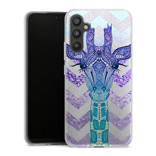 Coque Samsung Galaxy A34 5G Glitter Girafe Bleu