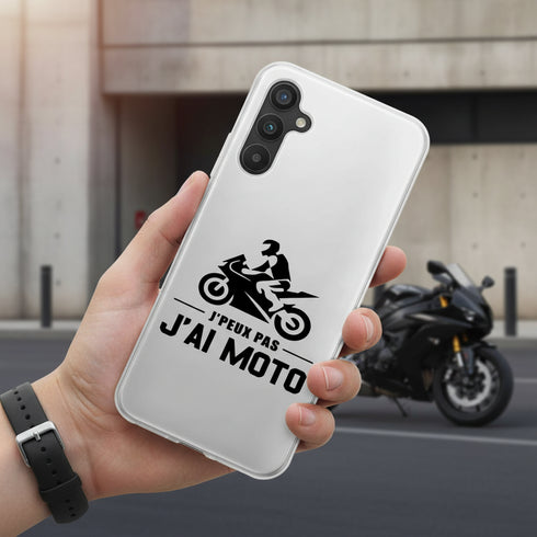 Coque pour télephone Samsung A34 5G Je peux pas j'ai moto, protection silicone antichocs souple
