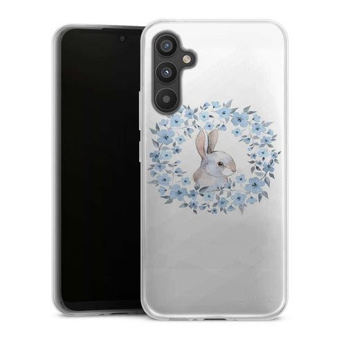 Coque Samsung Galaxy A34 5G Lapin Fleur Bleue