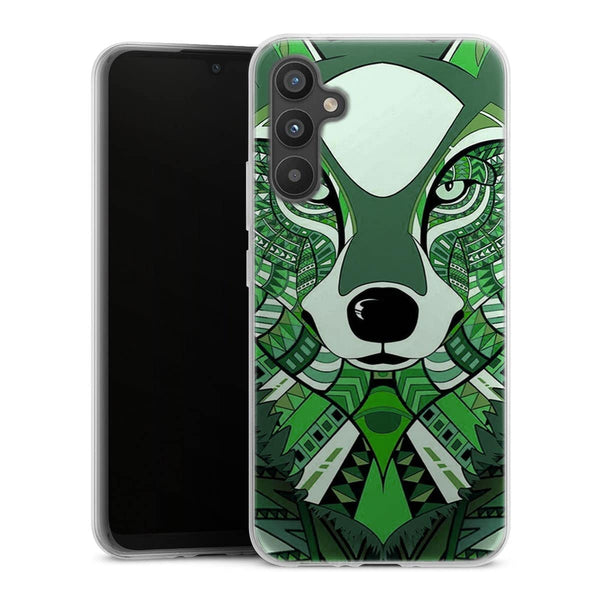 Coque Samsung Galaxy A34 5G Loup Vert Azteque