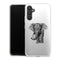 Coque Samsung Galaxy A34 5G Noir dessin Blanc Elephant