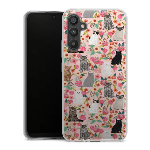 Coque Samsung Galaxy A34 5G Racesde chats mixtes florales