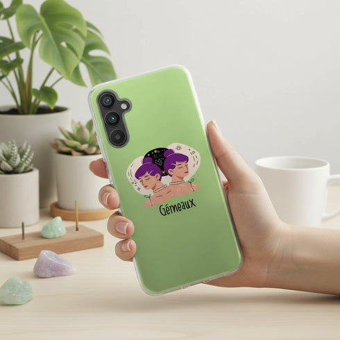 coque téléphone antichoc fine et légère pour smartphone a34 5G, personnalisée motif Signe astrologique du Gémeaux