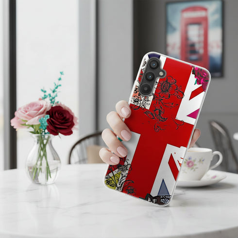 Coque antichocs pour Samsung a34 5g personnalisée motif drapeau Angleterre, Union Jack à Fleurs, aesthetic, pour les femmes