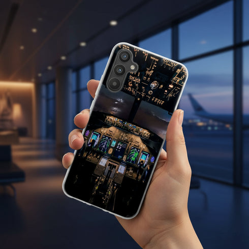 coque téléphone antichoc pas chère absorbante choc pour Samsung a34 5g, motif cockpit boieng 777