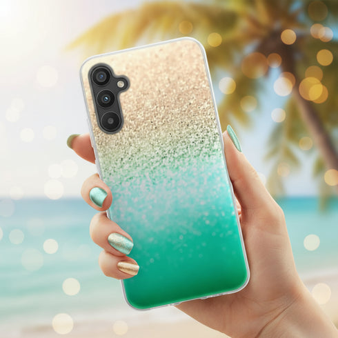 Coque pour Galaxy a34 5G originale motif aesthetic Gatsby Aqua Gold