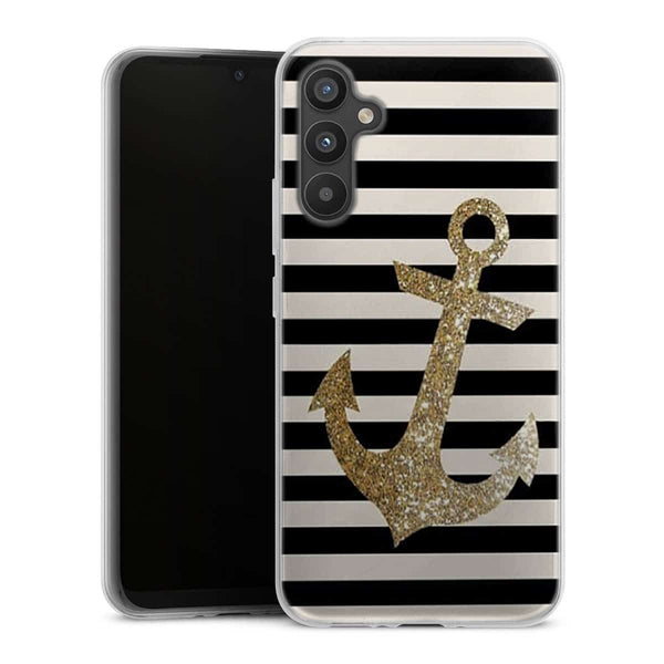 Coque Samsung Galaxy A34 5G original Gold Glitter Anchor in black