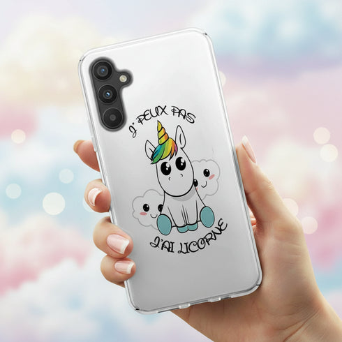 Coque pour Galaxy A34 5G Je Peux pas j'ai Licorne, accessoire pour les adolescents qui aiment les protections fun et originales