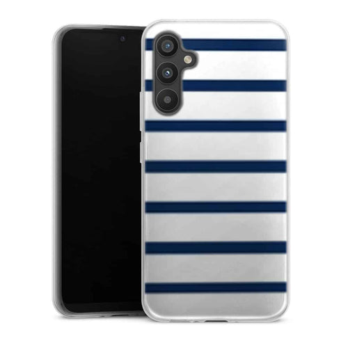 Coque pour Samsung A34 5G Bandes Mariniere Noires Blanches