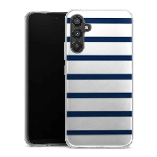 Coque pour Samsung A34 5G Bandes Mariniere Noires Blanches