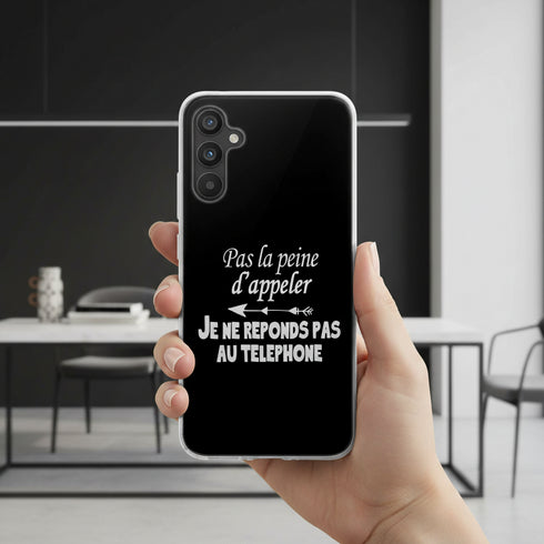 Coque avec ecriture Samsung A34 5G Pas la Peine d'appeler, motif aesthetic fun et original
