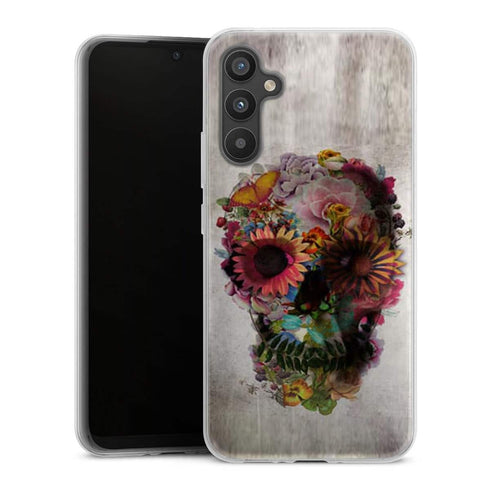 Coque pour Samsung A34 5G Skull flowers gardening