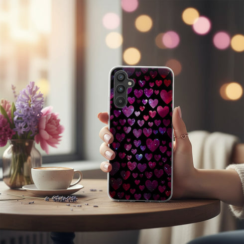 coque téléphone antichoc fine et légère minimaliste, housse a34 5g aesthetic coeurs