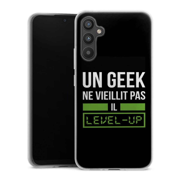 Coque Samsung A34 5G Un Geek Ne vieillit pas il Level Up