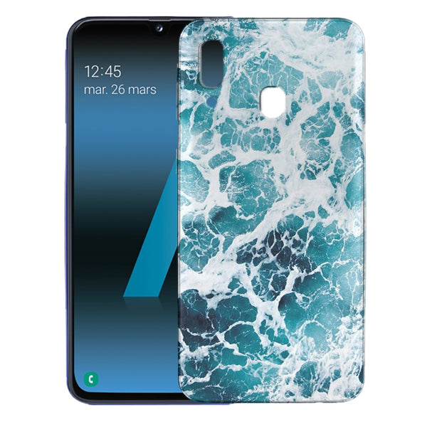 Fun, Marbre Bleu, Coque Samsung A40 en Silicone