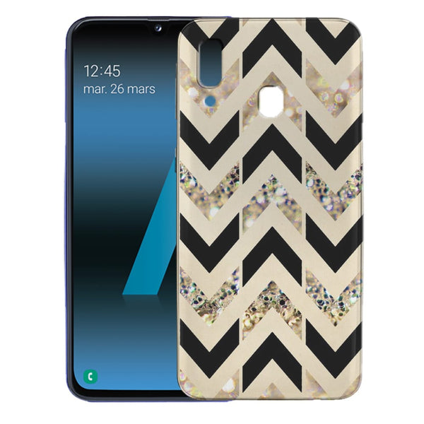 Fun, Rayures Strass Dorés - Coque A40 Samsung