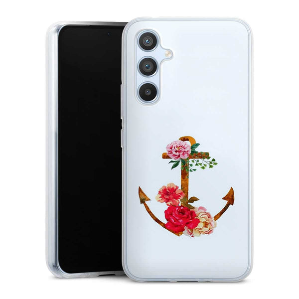 Coque Samsung Galaxy A54 5G ancre florale fleurs roses et rouges