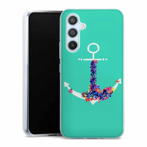 Coque Samsung Galaxy A54 5G ancre florale turquoise
