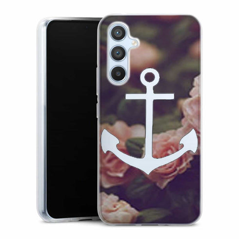 Coque Samsung Galaxy A54 5G ancre florale fond de roses