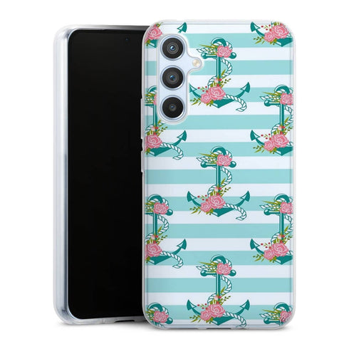Coque Samsung Galaxy A54 5G ancres et fleurs