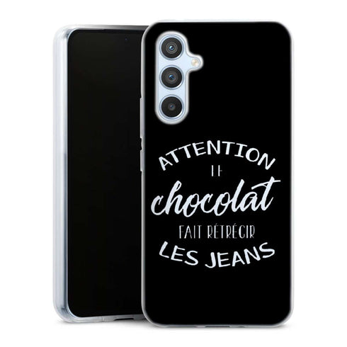 Coque Samsung A54 5G Attention le Chocolat fait retrecir les jeans