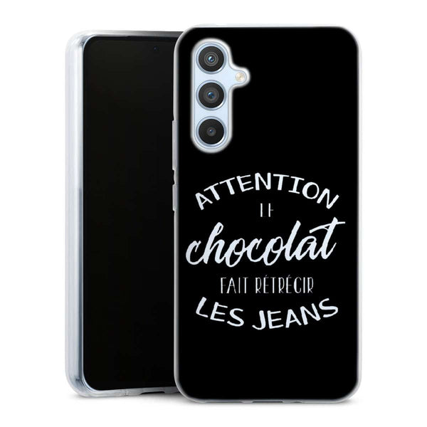 Coque Samsung A54 5G Attention le Chocolat fait retrecir les jeans