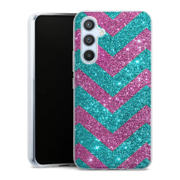Coque pour Samsung A54 5G Chevrons Strass Violet Rose