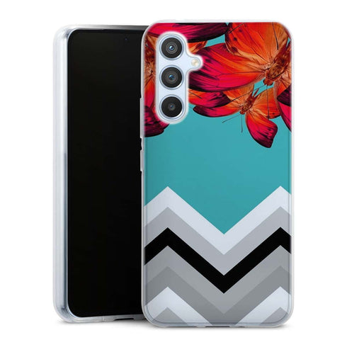 Coque pour Samsung A54 5G Papillon Aurore et Chevrons