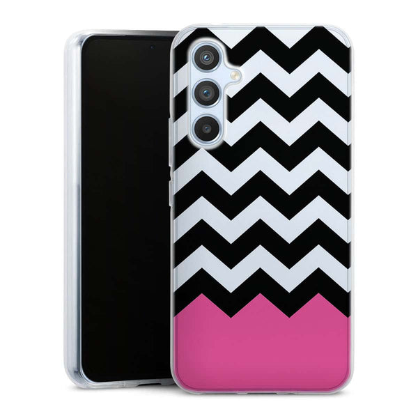 Coque pour Samsung A54 5G Chevrons Colorés Rose et Noir