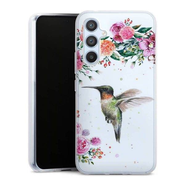 Coque Samsung Galaxy A54 5G Colibri et fleurs aquarelle